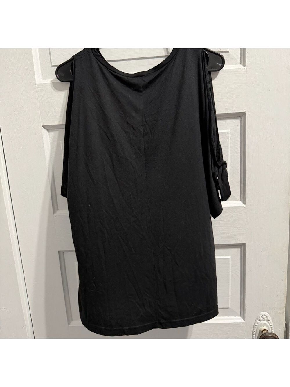 She + Sky Black Tunic Top / Dress - Cold Shoulder Style with Tie Knots size M - Picture 5 of 6